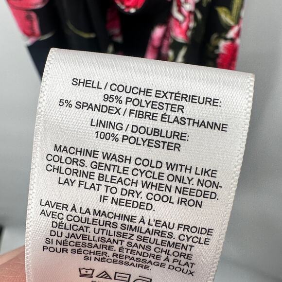 EXPRESS Black Floral Stretch Jersey V-Neck Tie Waist Jumpsuit // XS - Picture 7 of 9